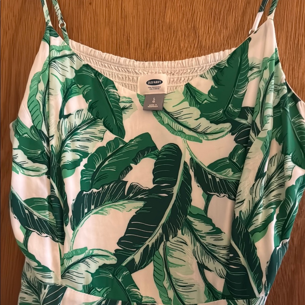 Old Navy Green Leaf Print Women's Dress Large